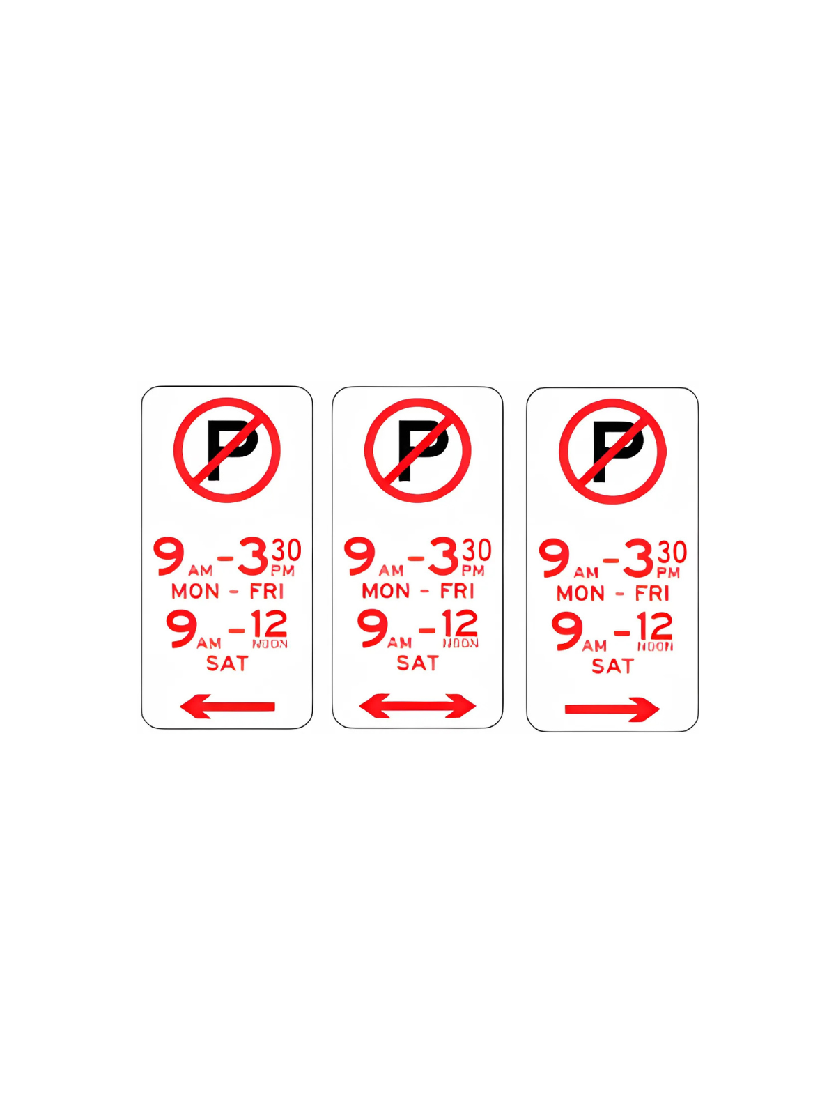 R5-40LR | NO PARKING 225 X 450mm LEFT RIGHT ARROW