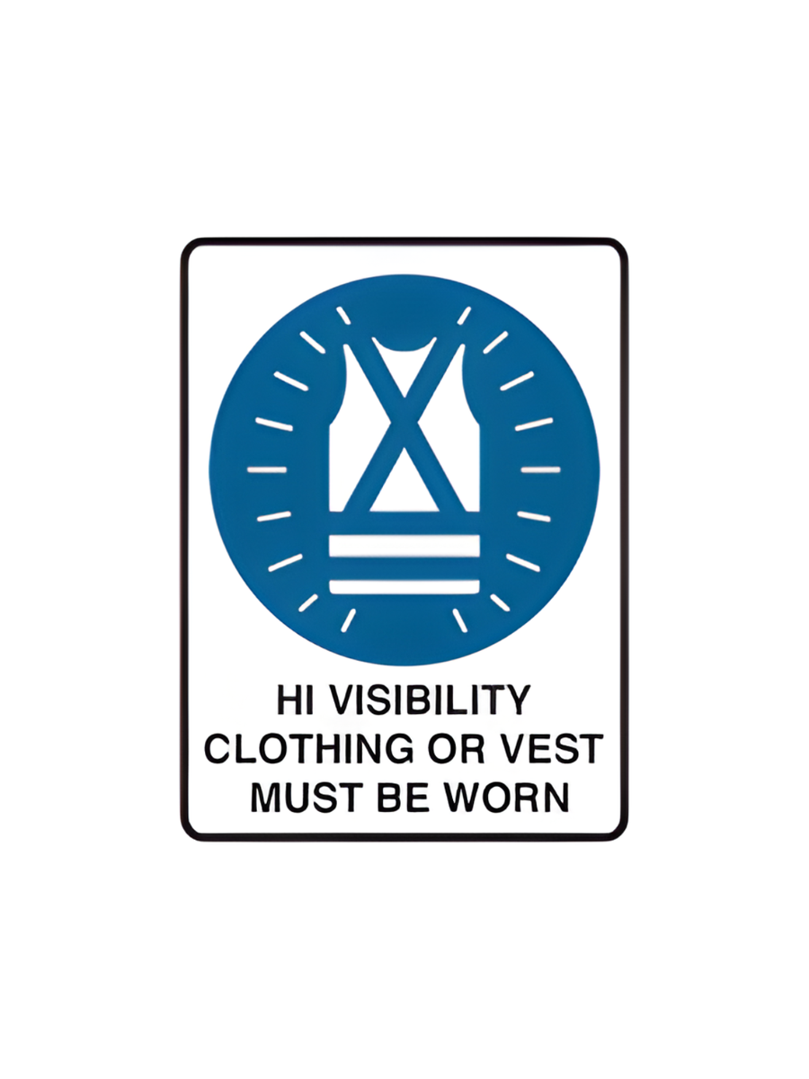 HI-VISIBILITY CLOTHING OR  VEST MUST BE WORN IN THIS AREA 225MM X 300MM-POLY