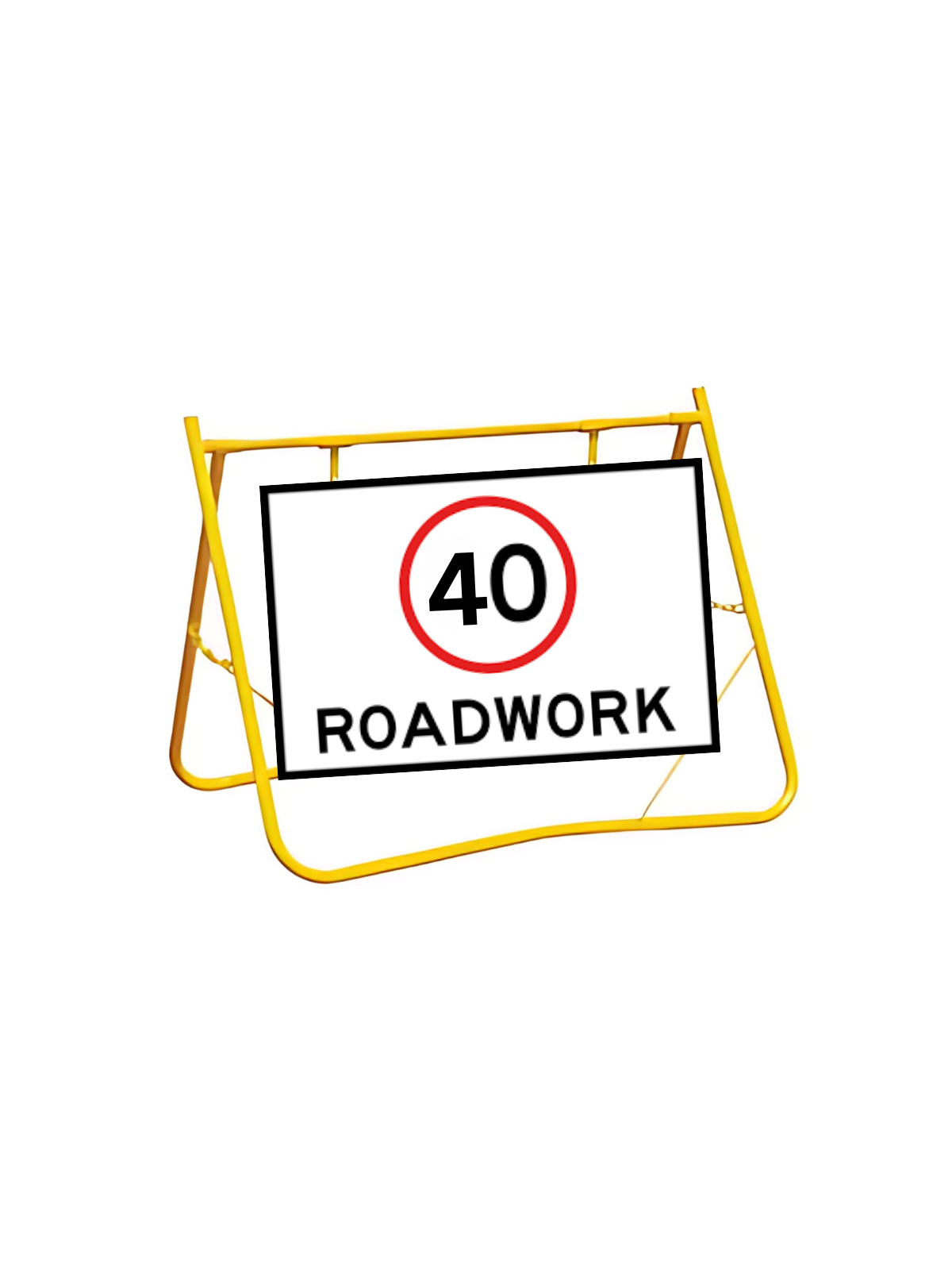 (40) Roadwork Sign  900 x 600 with Swing Stand Low Clearance (TR4-212A40SsLOW)