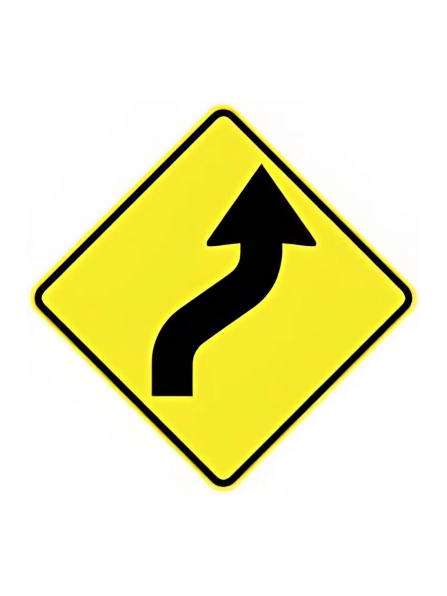 W1-4AR REVERSE CURVE | 600 X 600 WARNING SIGN