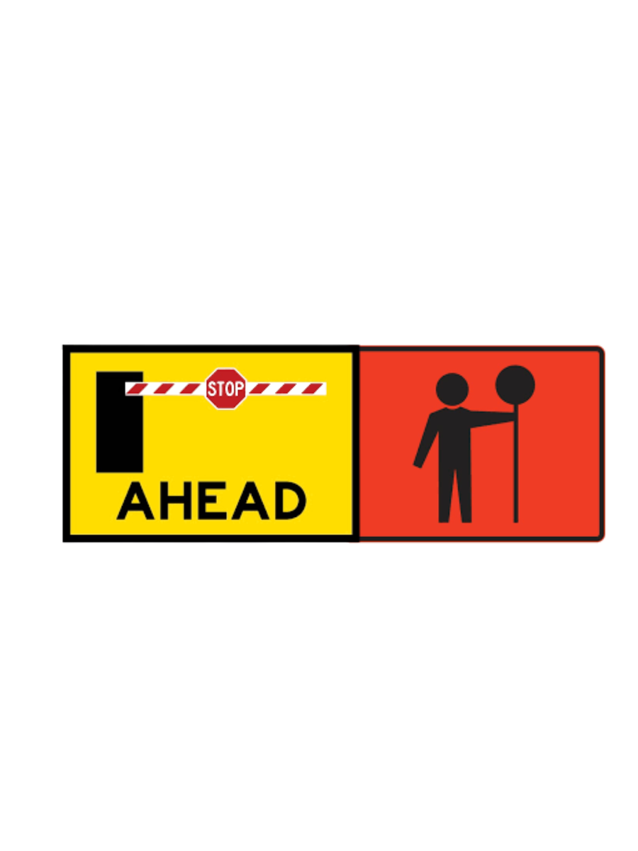 Portaboom Ahead/Traffic Controller  900 x 600 Double Sided Sign Only (T1-272ASsDsSO)