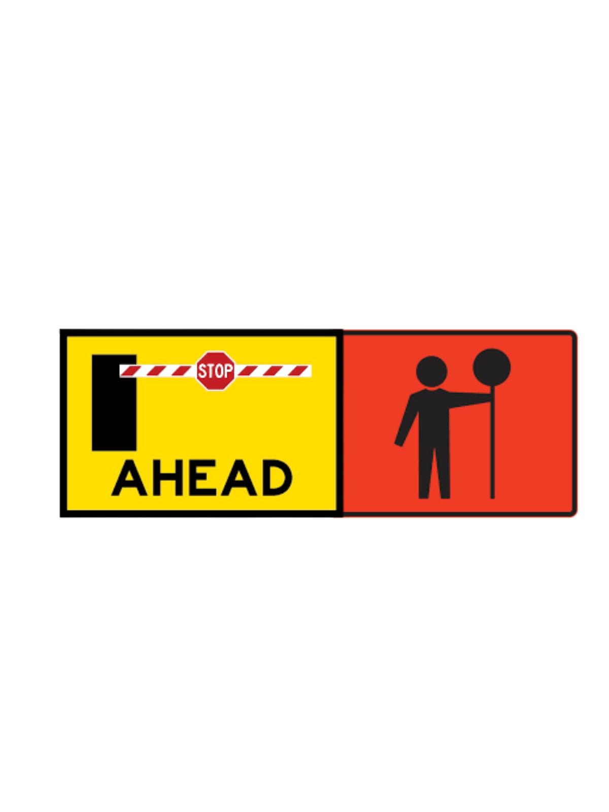 Portaboom Ahead/Traffic Controller  900mm x 600mm Double Sided with Swing Stand XL 200mm Clearance(T1-272T1-34ASsDsXL)