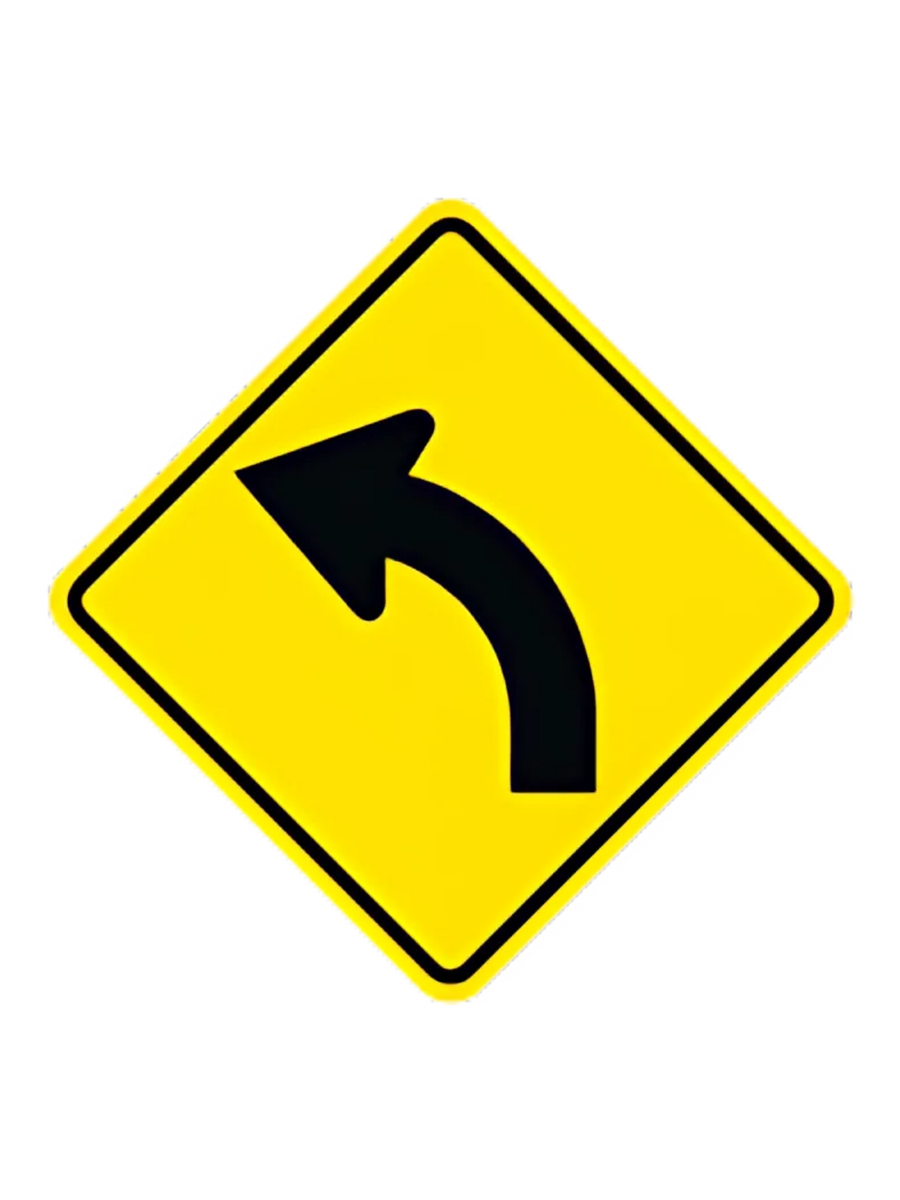 W1-3AL  CURVE  LEFT | 600mm x 600 mm  WARNING SIGN