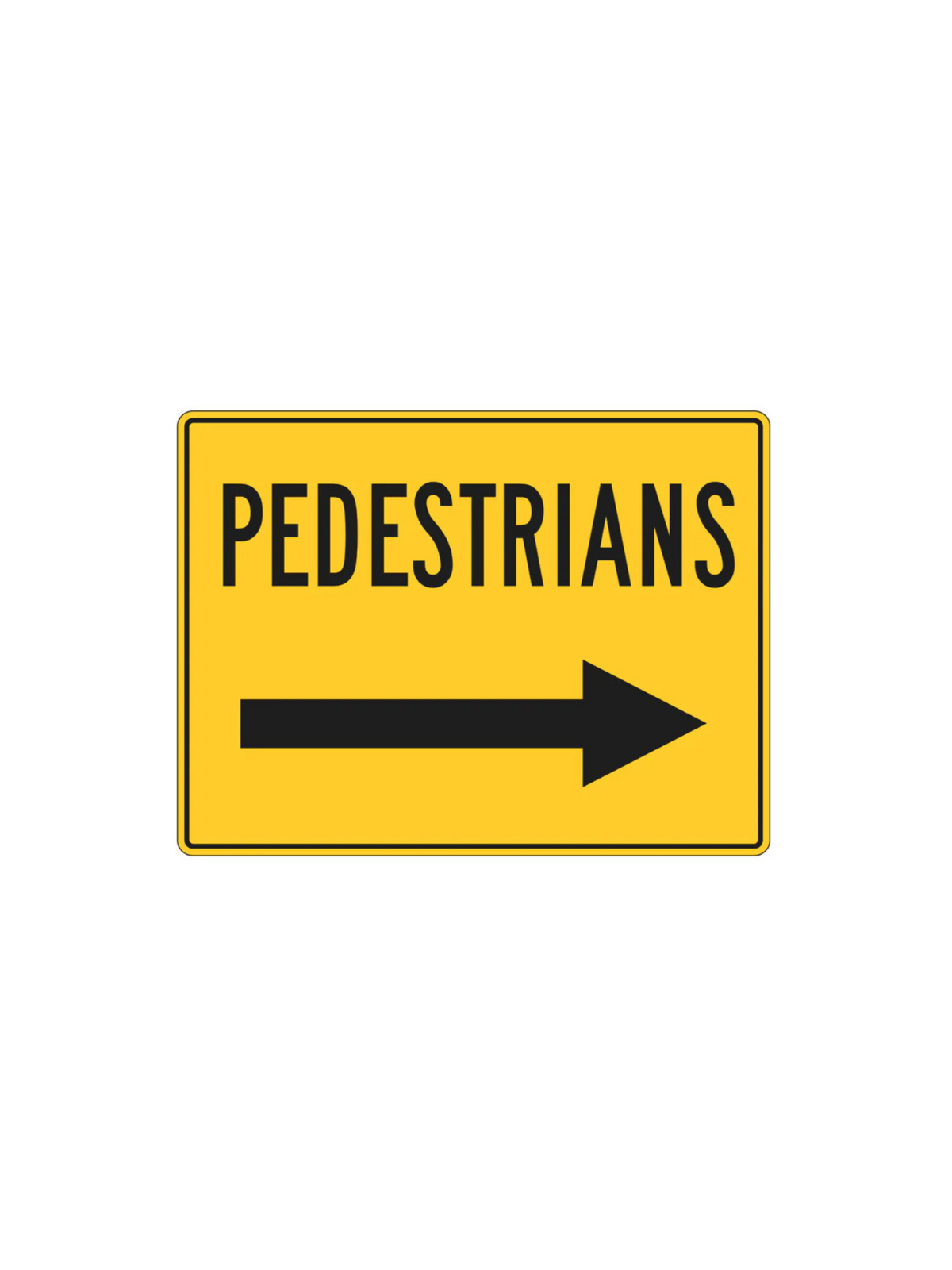 T8-2RCORF |  PEDESTRIANS  RIGHT ARROW 600X250 CORFLUTE SIGN