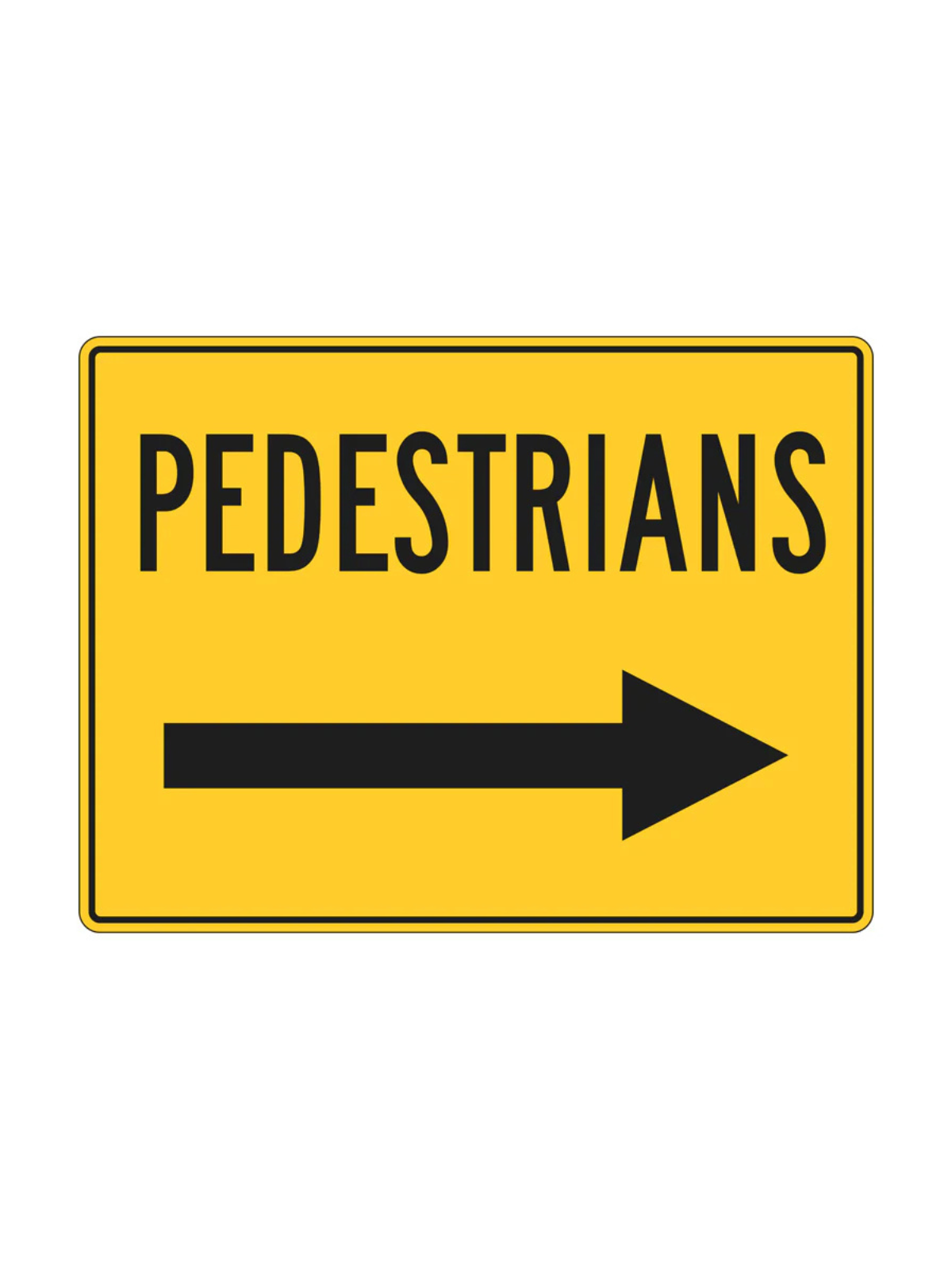 Pedestrians Right Arrow 600x200mm Yellow Corflute 3.3mm |Qty 50+ (T8-2 ...
