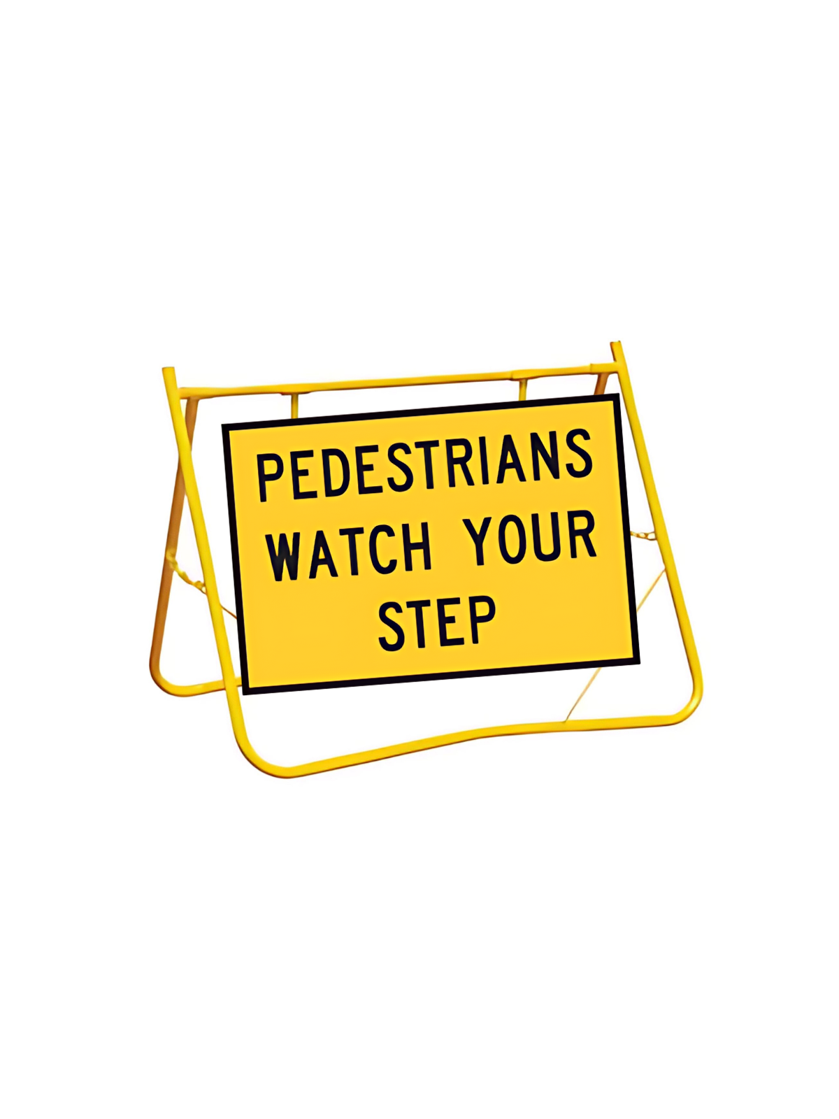 Pedestrians Watch Your Step 900x600 with Swing Stand XL 200mm Clearance (T8-1A9X6SsXL)