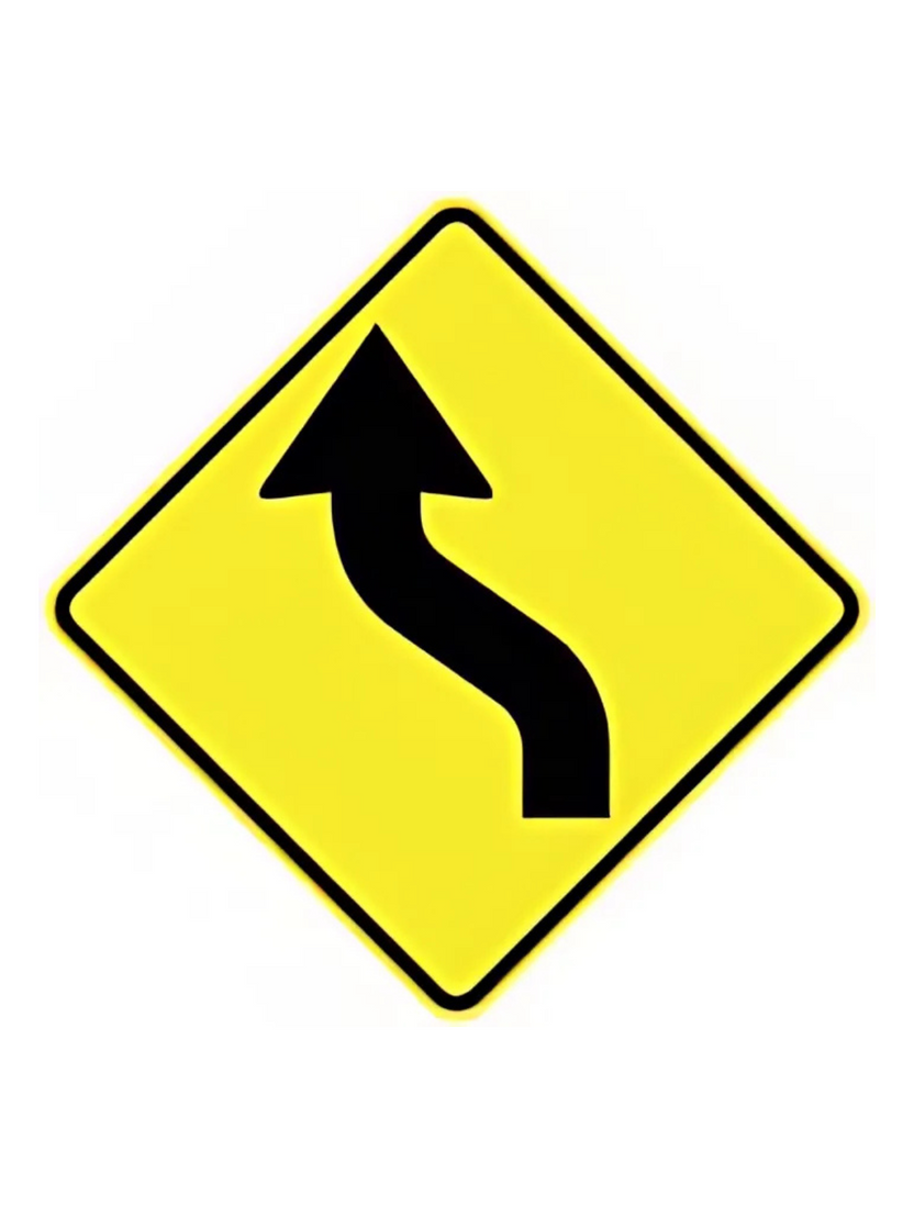 W1-4AL REVERSE CURVE | 600 X 600 WARNING SIGN – Traffic Control Products