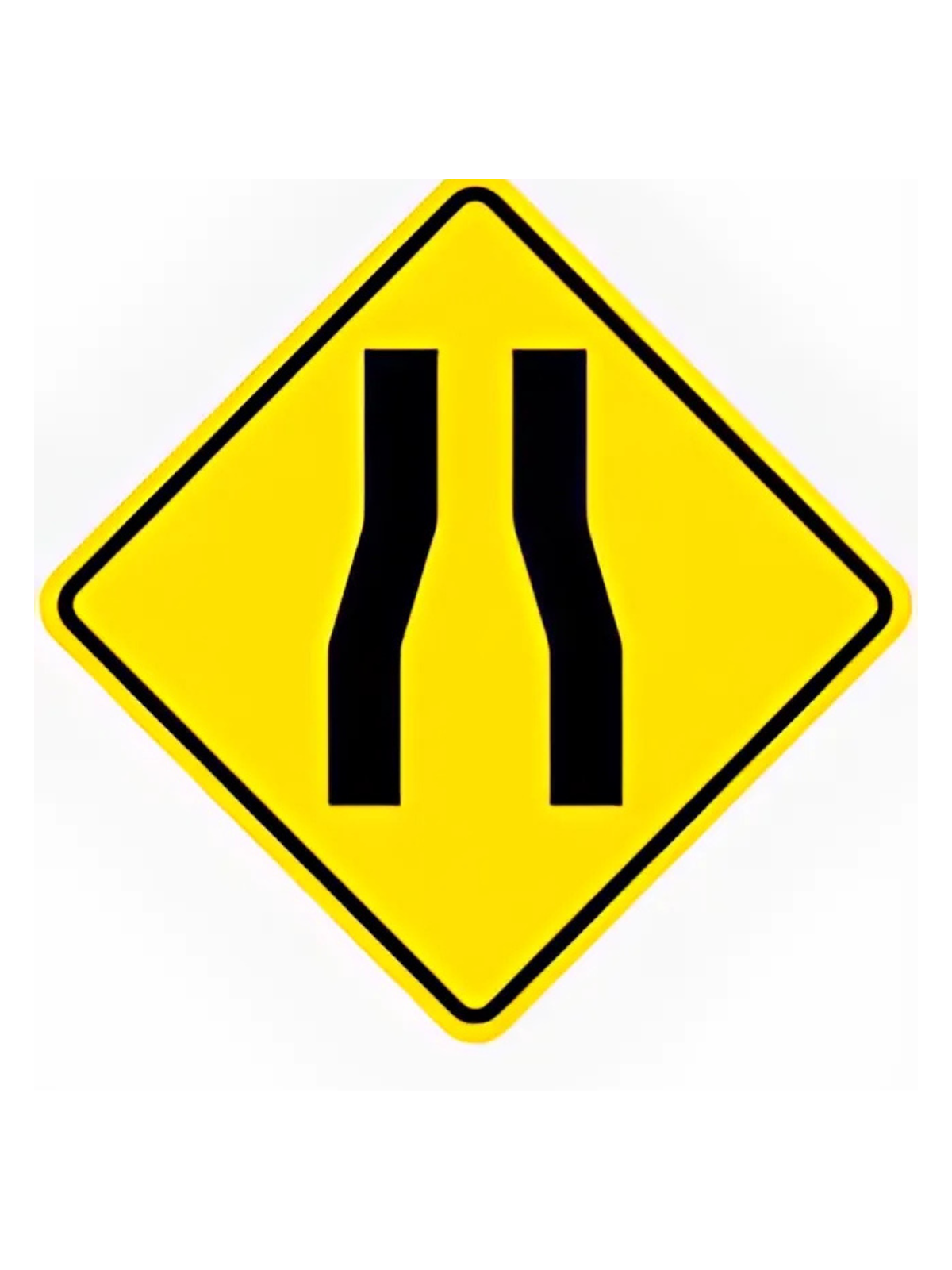 W4-3B (Road Narrows)750mm x 750mm WARNING SIGN