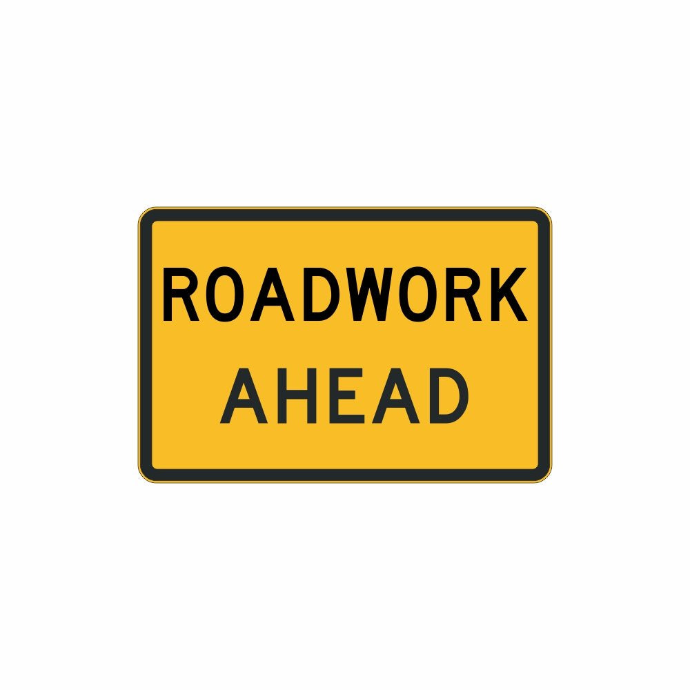ROADWORK AHEAD 900X600 BOX EDGE SIGN (T1-1MODA9X6BE)
