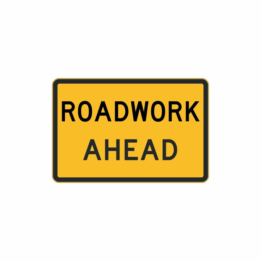 ROADWORK AHEAD 900X600 BOX EDGE SIGN (T1-1MODA9X6BE)