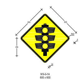 W3-3-1C   Traffic Lights Symbolic  600mm x 600mm  WARNING SIGN