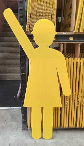 Safety Woman Yellow Corflute 1600x800mm