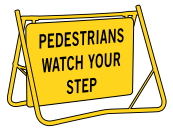 Pedestrians Watch Your Step 900x600 Swing Stand Low Clearance (T8-1ASsLOW)