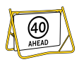 (40) Ahead Sign 900 x 600 with Swing Stand Low Clearance ( TG9-79MODB12X940SsLOW)