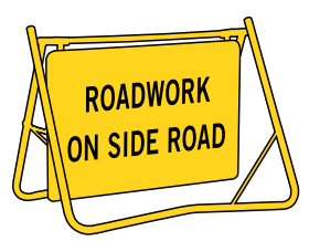 Roadwork On Side Road 900x600 with Swing Stand XL 200mm Clearance (T1-25MODASsXL)