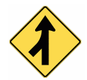 W5-34AL | Merging Traffic (Left Symbolic) 600mm x 600mm WARNING SIGN