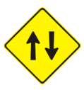 W4-11 A TWO WAY SYMBOLIC | 600 X600 WARNING SIGN