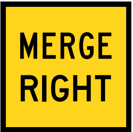 MERGE RIGHT 600x600mm Corflute MMS Sign Reflective
