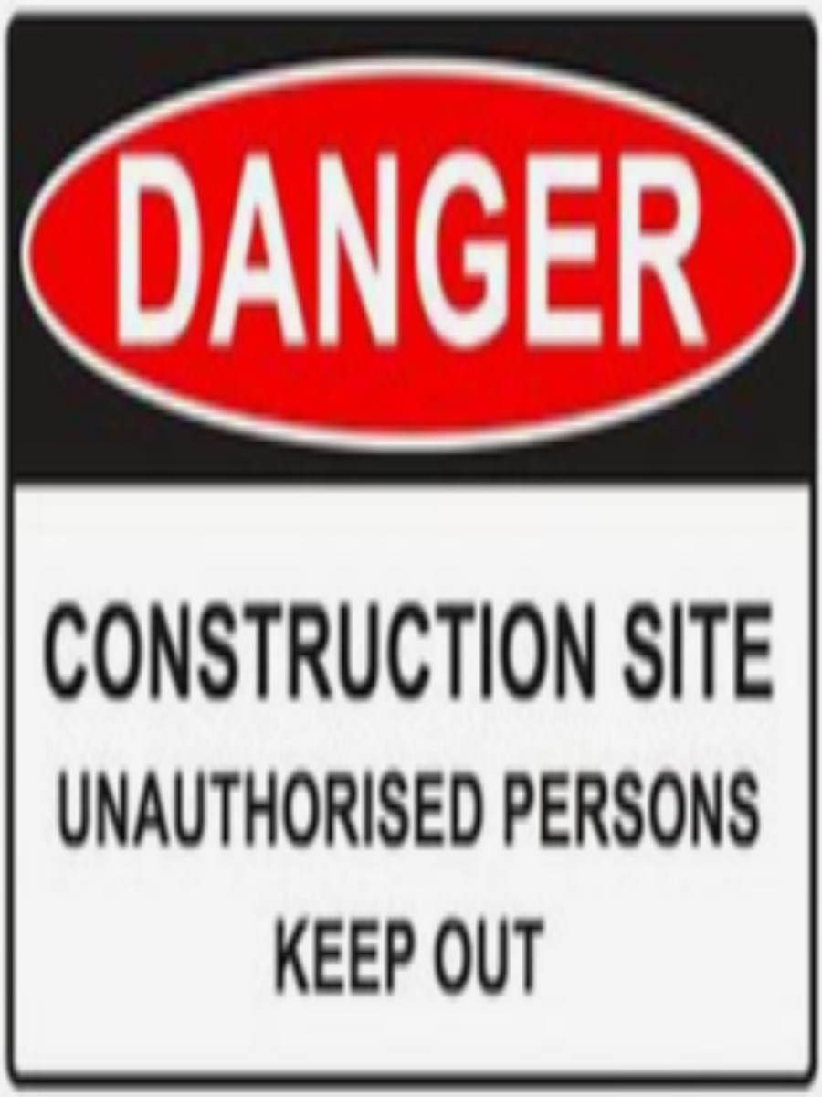 DANGER CONSTRUCTION  SITE UNAUTHORISED PERSONS KEEP OUT | 600 x 450 POLY