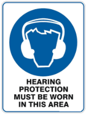 HEAR PROTECTION  MUST BE WORN IN THIS AREA  300 X225-POLY