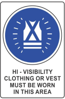 HI-VISIBILITY CLOTHING OR  VEST MUST BE WORN IN THIS AREA 600MM X 450MM-POLY