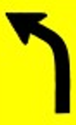 Magnets Curved Arrow (Left) 610x250mm yellow
