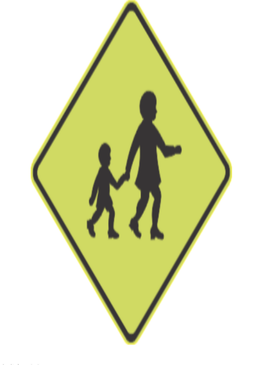 Children Crossing 600mm x 600mm Fluro Green | W6-3A