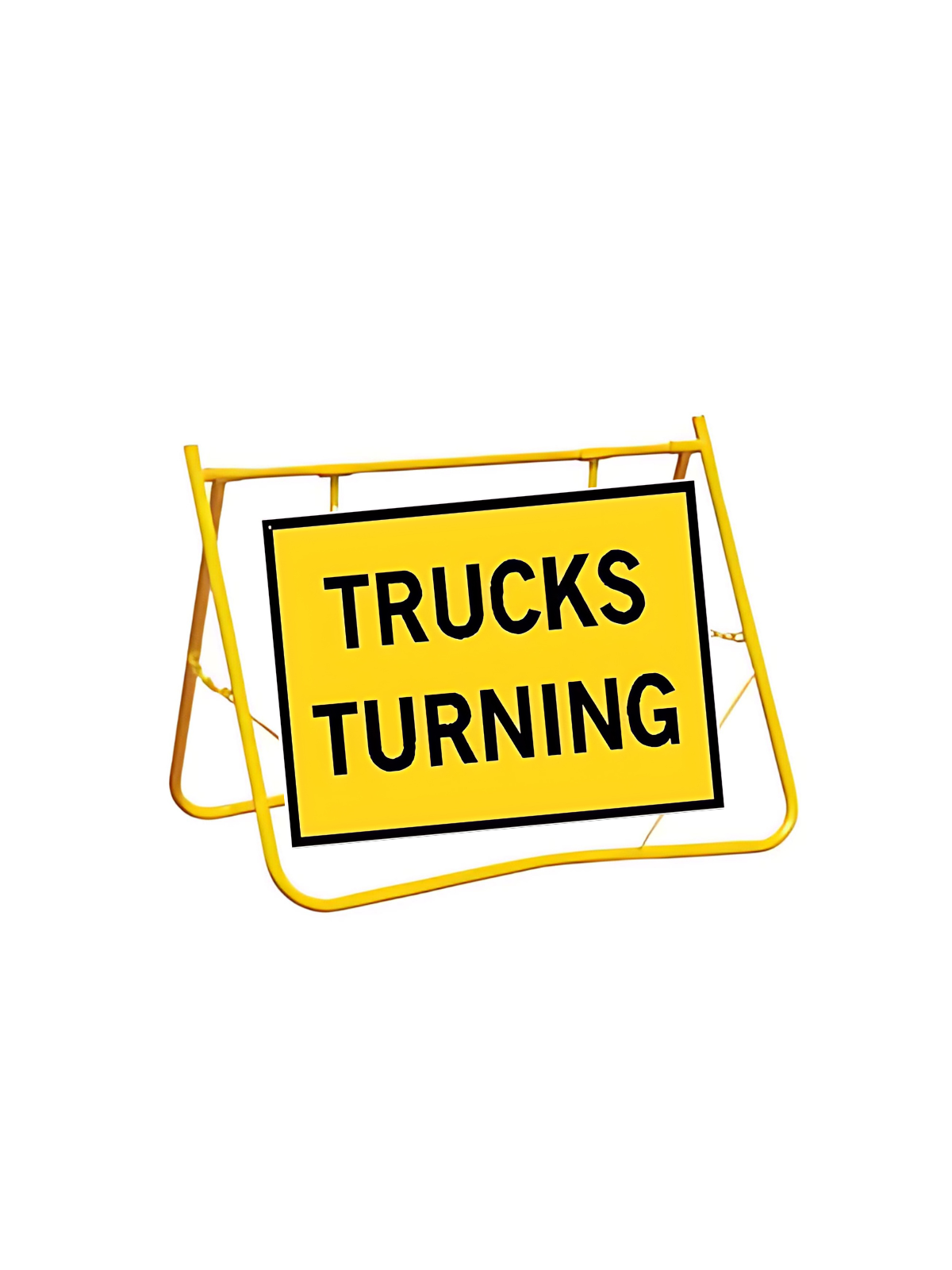 Trucks Turning Sign 900x600 with Swing Stand Low Clearance (TRUCKTURN9X6SsLOW)
