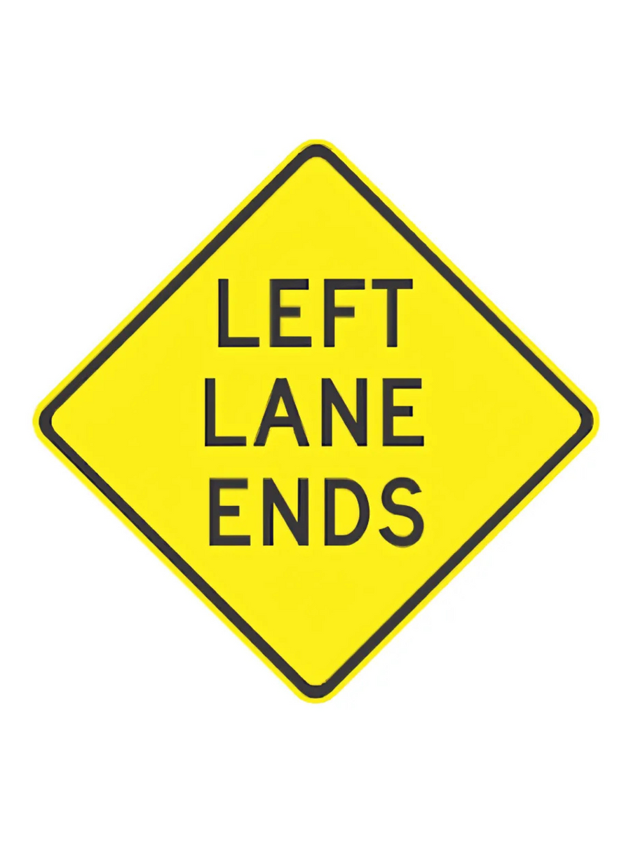 W4-9BL Left Lane Ends | 750mm x 750mm WARNING SIGN