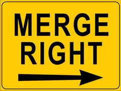 W8-15A Merge Right 600x400mm WARNING SIGN