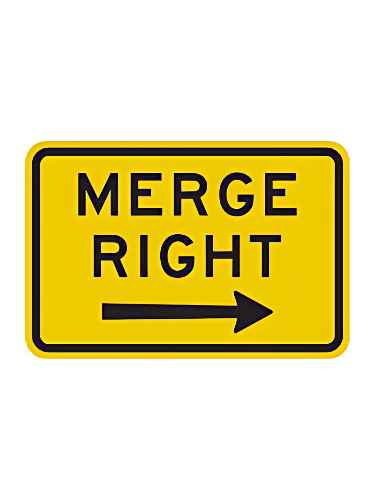 W8-15BR  Merge Right + Arrow 750mm X 500mm WARNING SIGN
