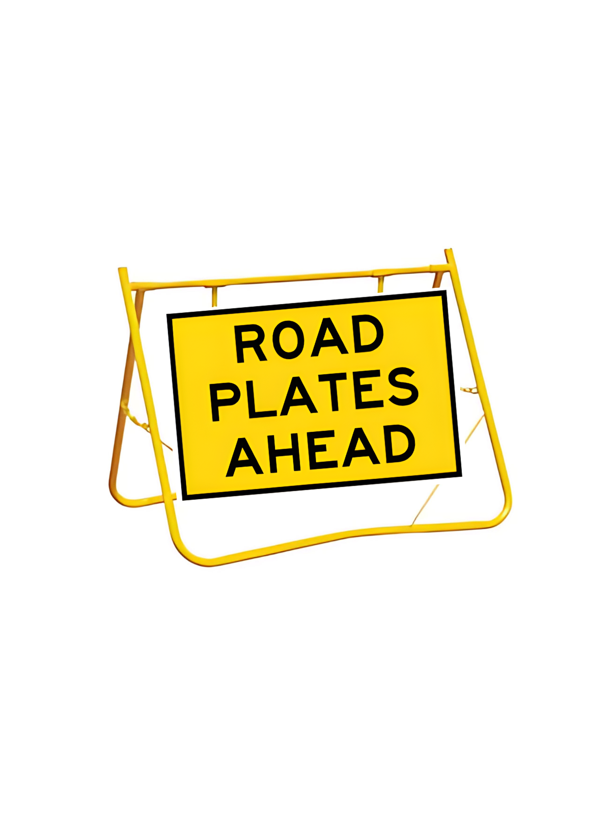 Road Plates Ahead  900x600 with Swing Stand XL  200mm Clearance (T2-245A9X6SsLOW)