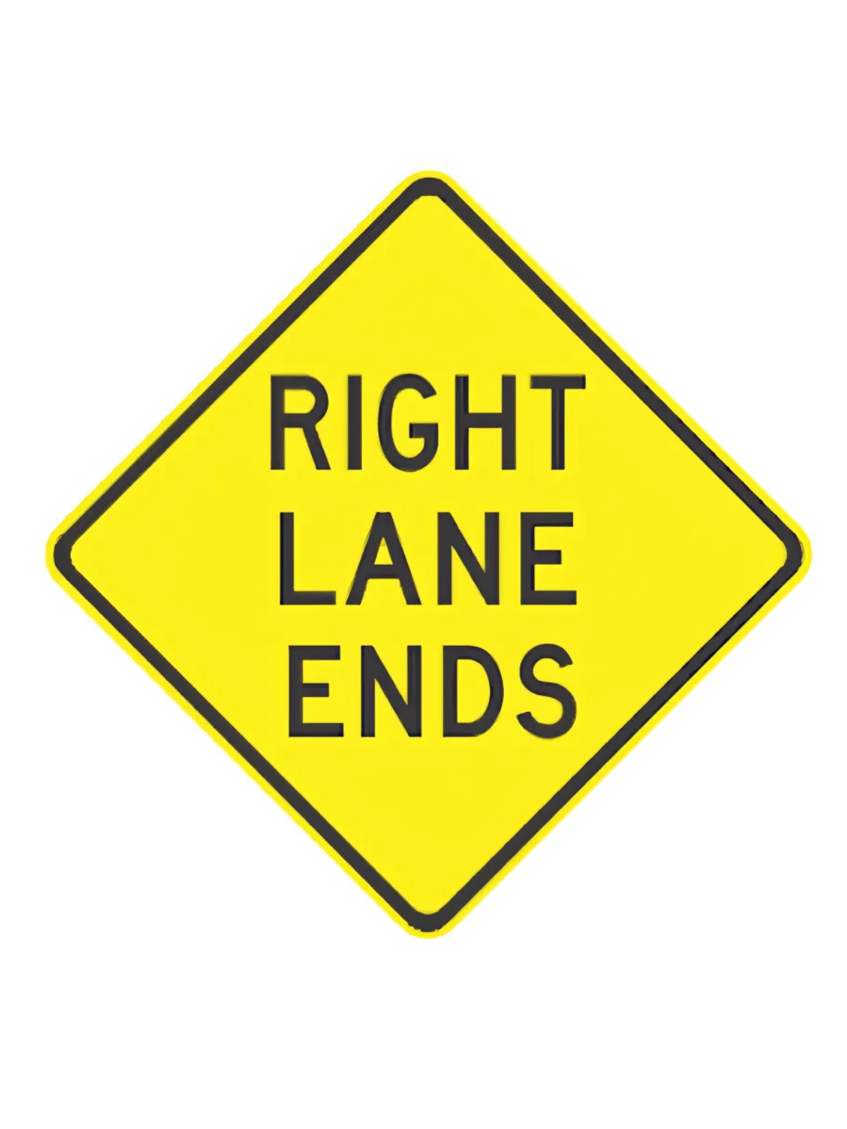 W4-9BR  Right Lane Ends | 750mm x 750mm WARNING SIGN