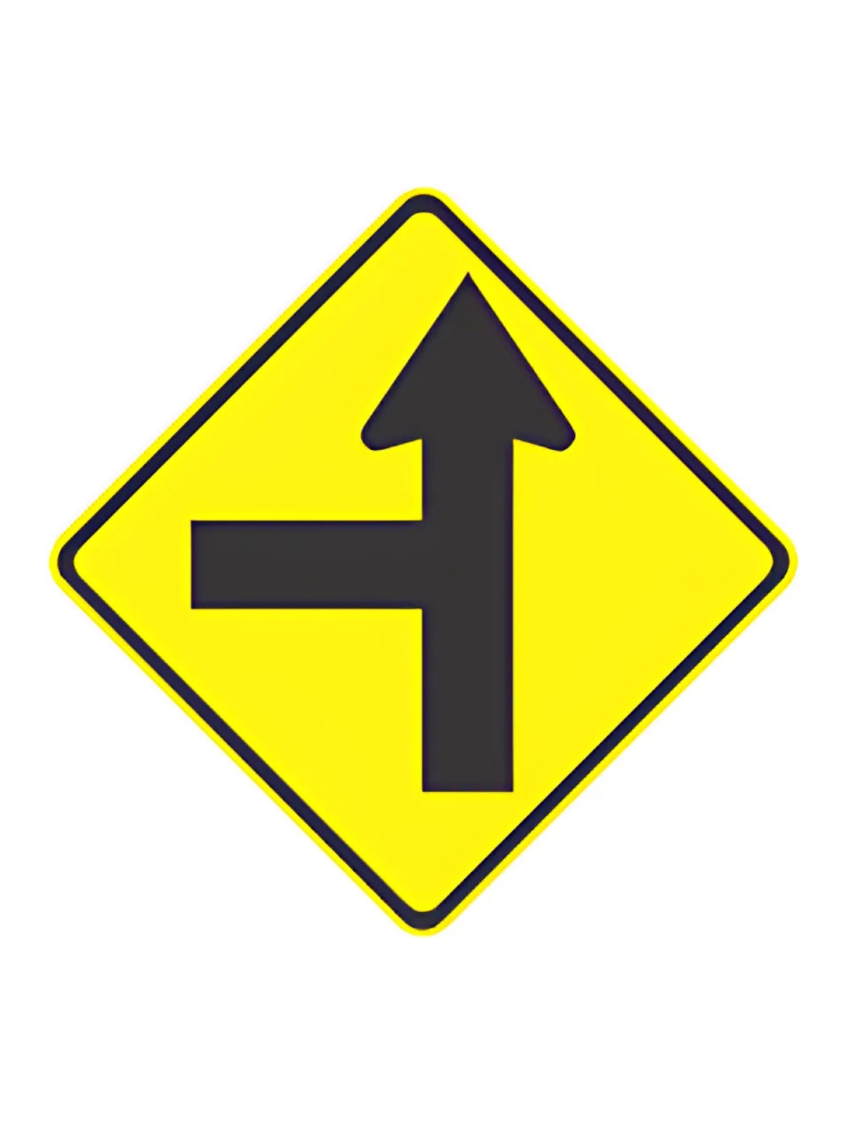 W2-4AL Side Road Intersection on Straight (Left Symbolic) | 600mm x 600mm WARNING SIGN