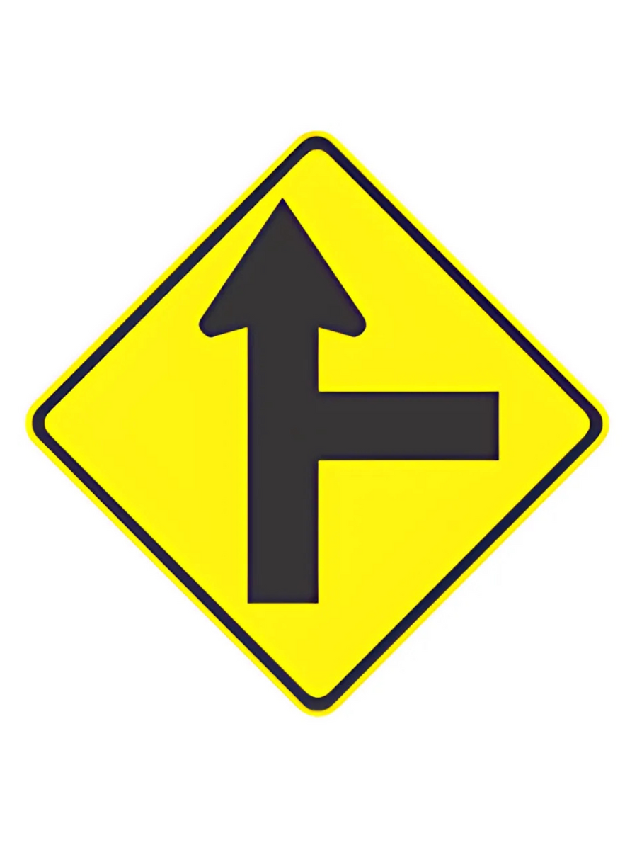 W2-4AR Side Road Intersection on Straight (Right Symbolic) | 600mm x 600mm WARNING SIGN