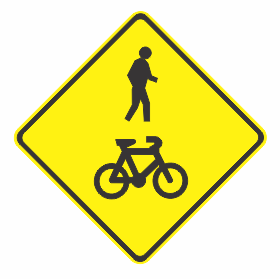 W6-9A Bicycle / Pedestrian warning (symbolic) WARNING SIGN